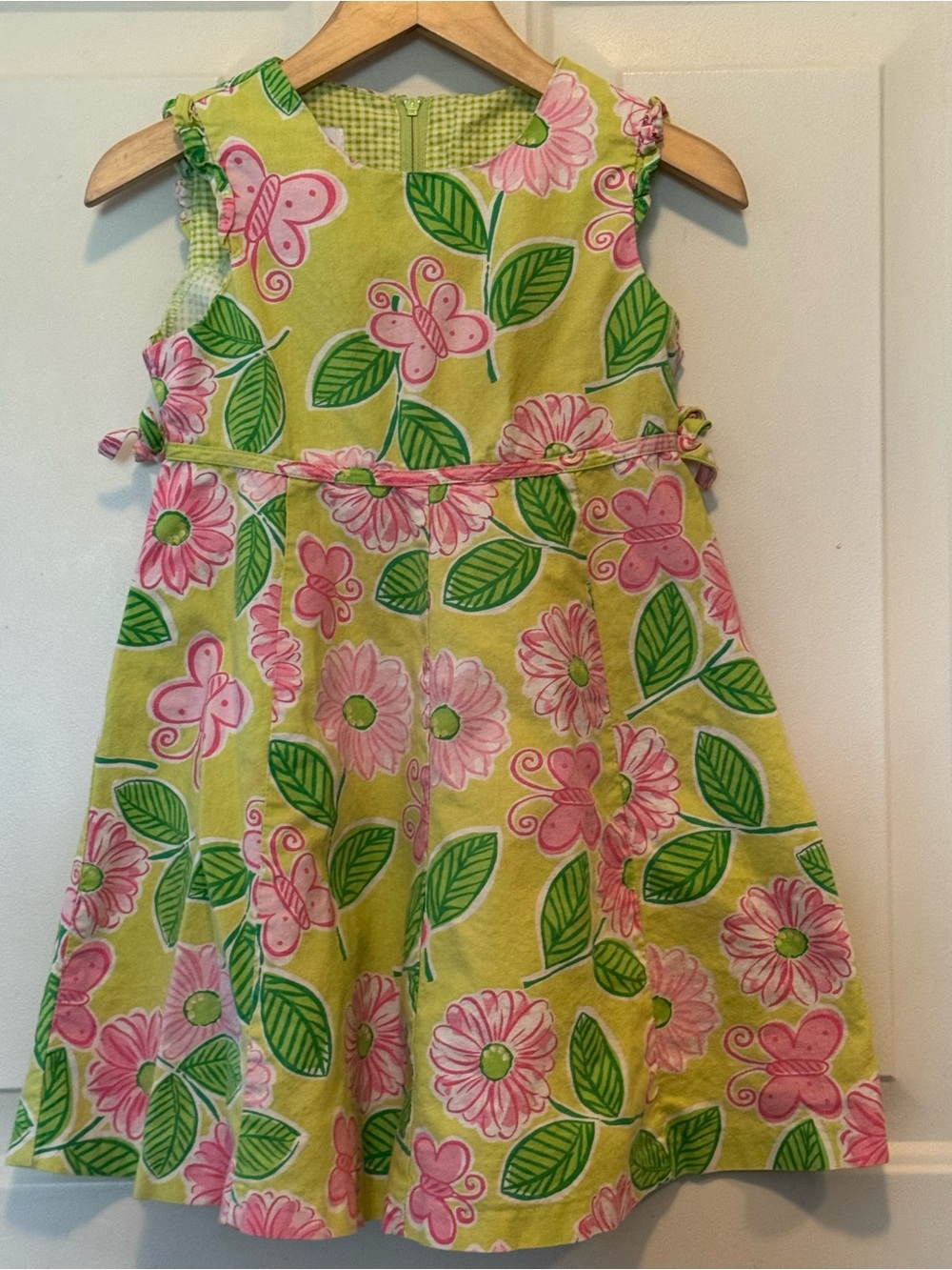 Bonnie Jean Green & Pink Floral Butterfly Dress sz 6